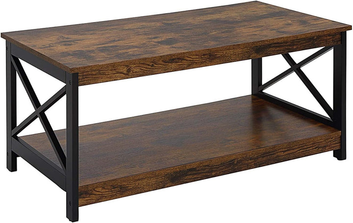 Convenience Concepts Oxford Coffee Table with Shelf, Barnwood/Black