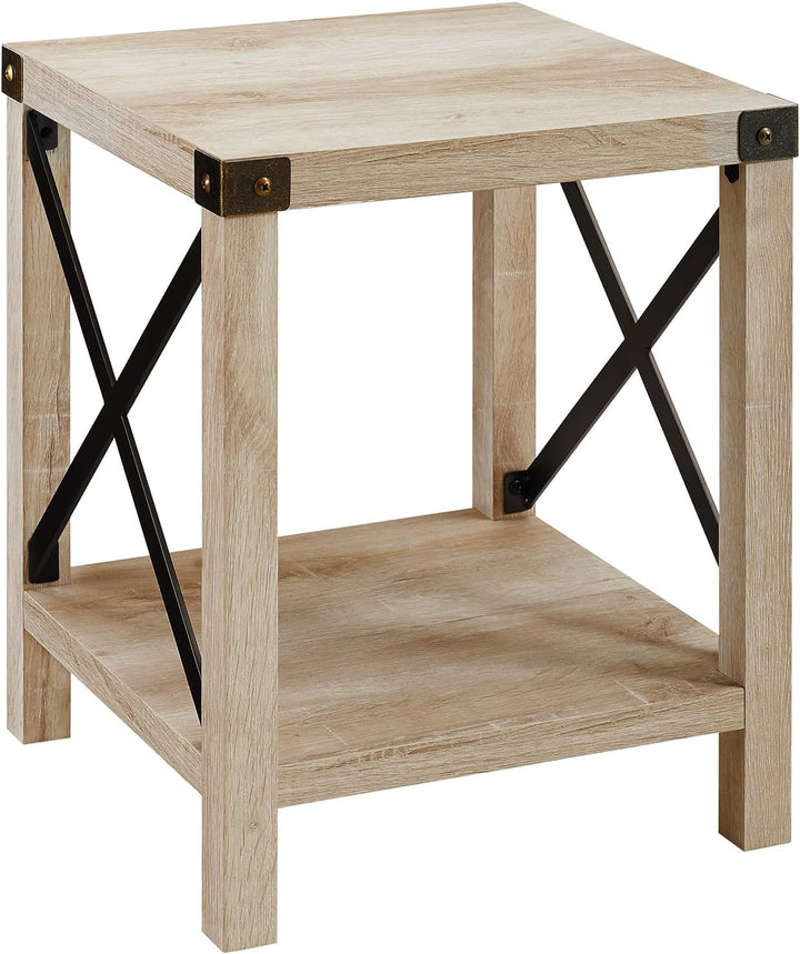 Sedalia Modern Farmhouse Metal X Side Table, Oak