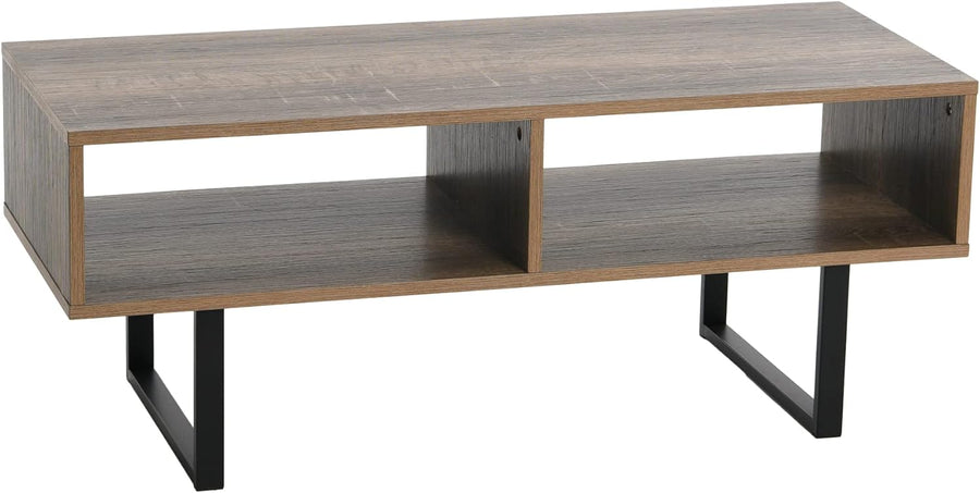 Jamestown TV Stand Coffee Table, Rustic Wood Grain and Black Metal