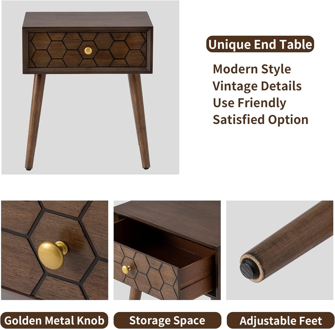 Modern End Table 1 Drawer Bedside Nightstand