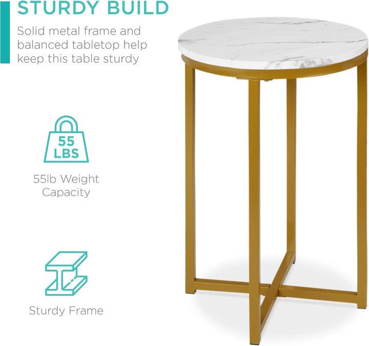 16in Faux Marble Accent Table