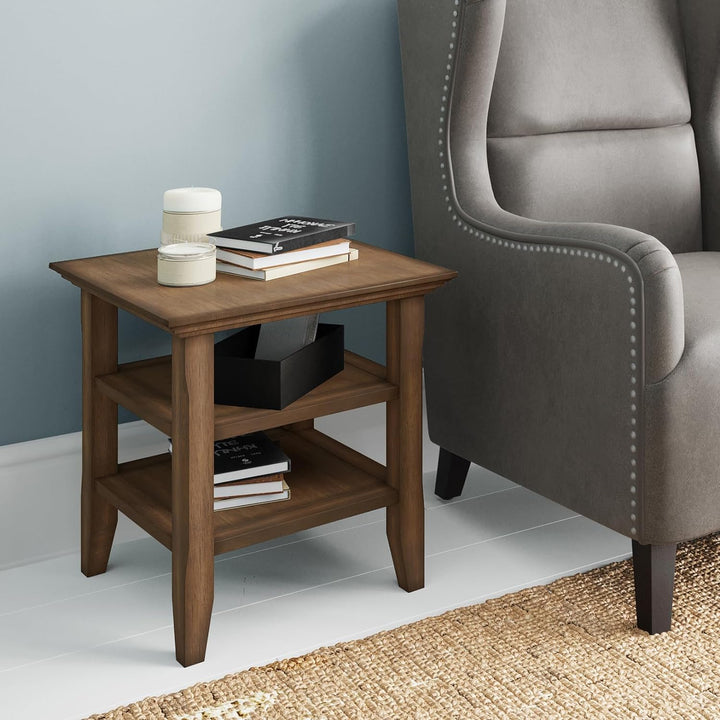 Acadian 19" Square Transitional End Table Brown