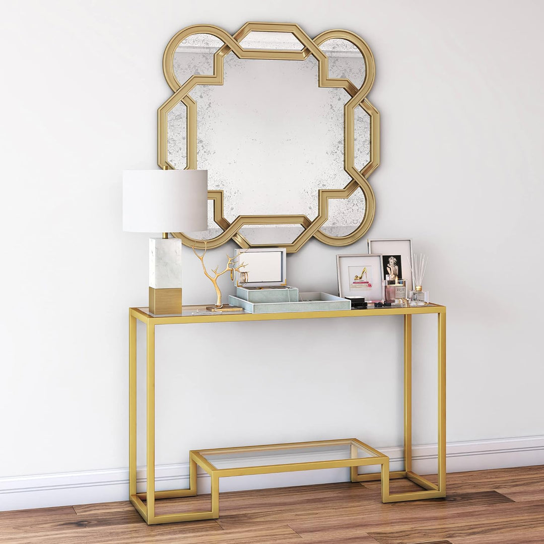 Rectangular Console Table, 47.75" Wide, Brass Finish