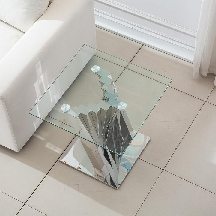 Modern Glass and Stainless Steel End Table, Gold22