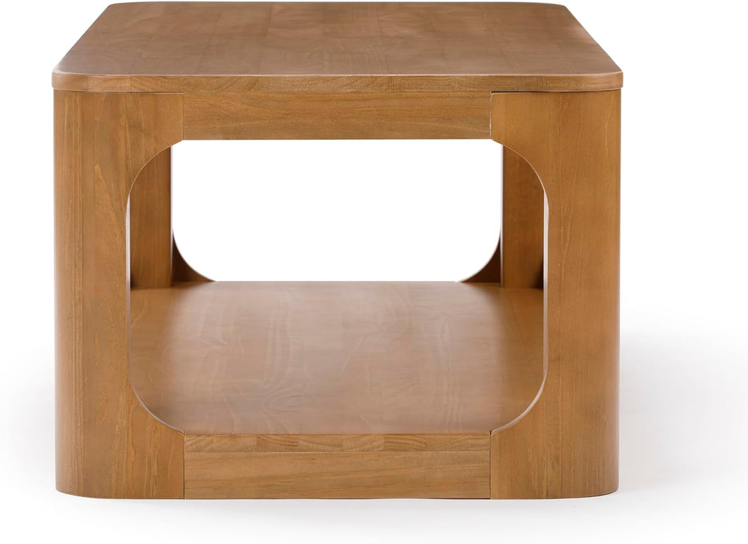 Solid Wood Modern Coffee Table, Pecan