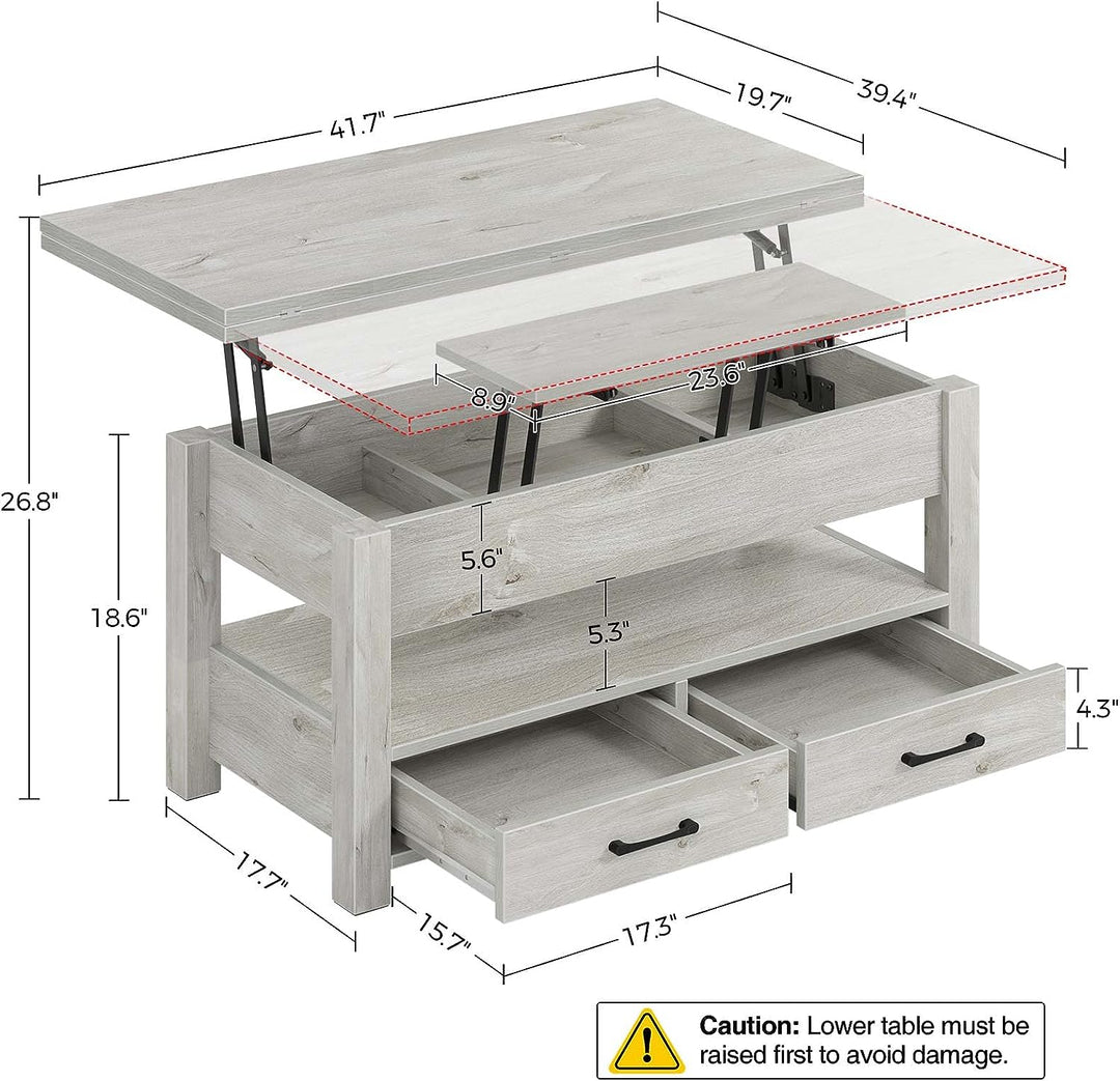 Rolanstar Multi-Function Convertible Coffee Table, Grey