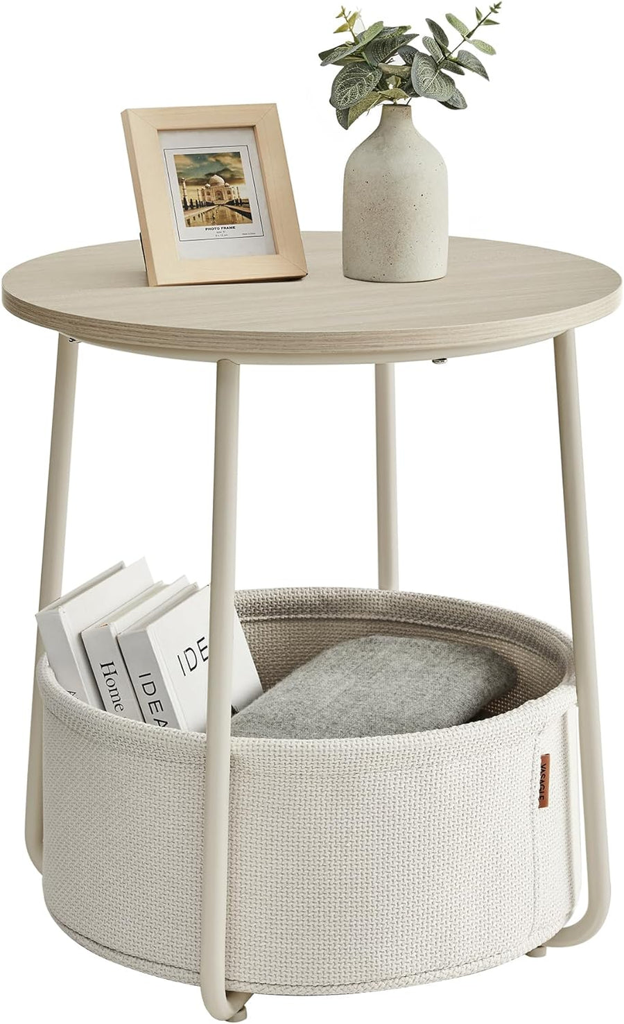 Small Round Side End Table, Cream White ULET223K67