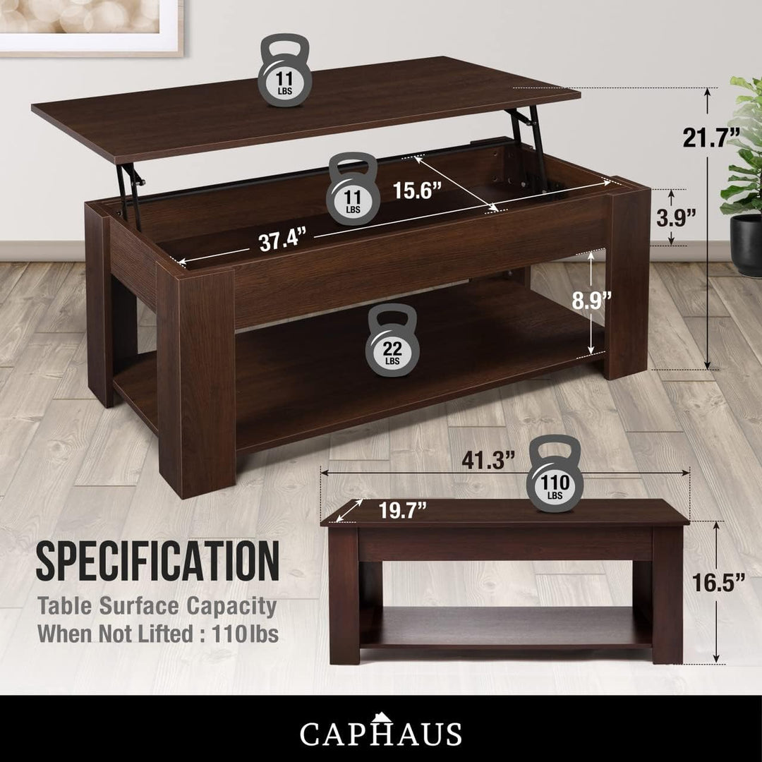 Lift Top Coffee Table with Storage, Espresso