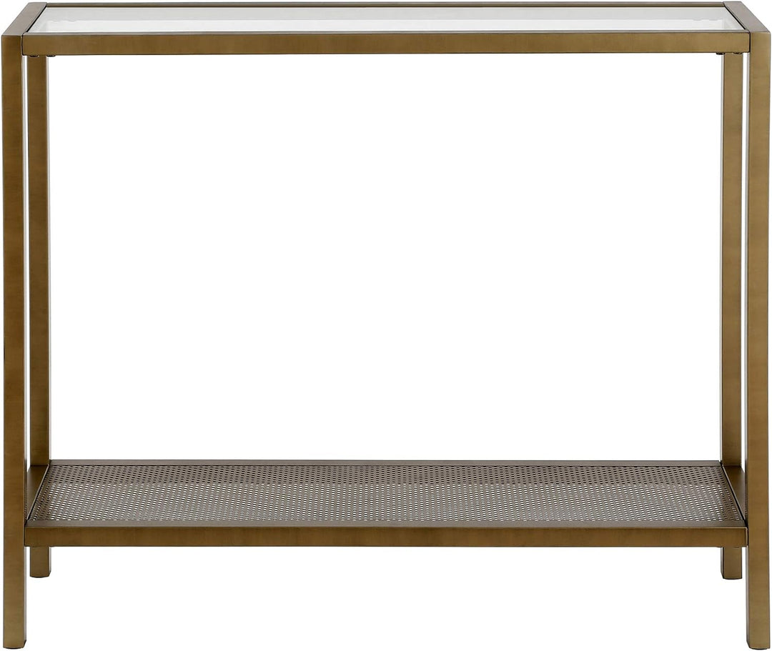 Rectangular Console Table, Brass Finish, Entryway Accent