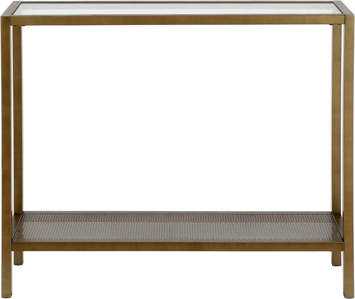 Rectangular Console Table, Brass Finish, Entryway Accent