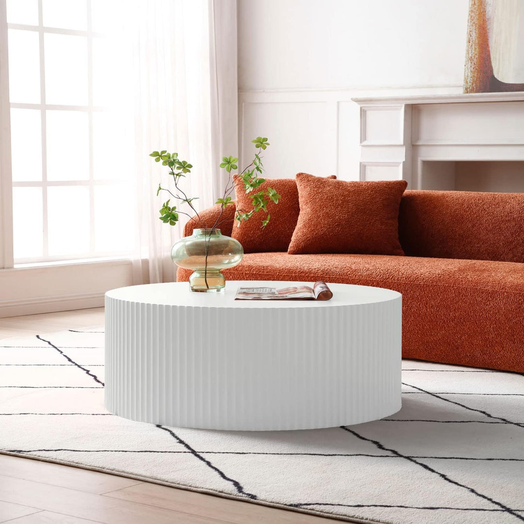 White Round Coffee Table for Living Room, Apartment, and Mall