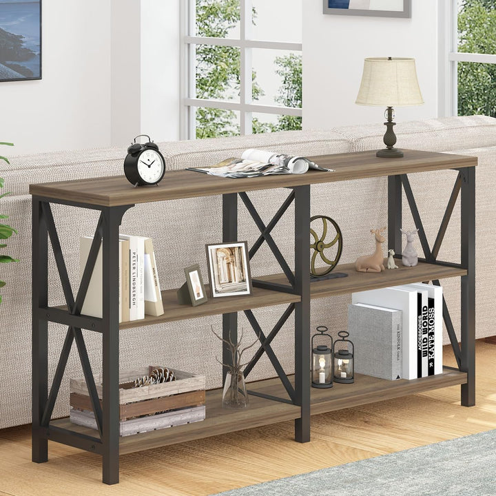 Wood Entryway Table, Industrial Metal Sofa Table