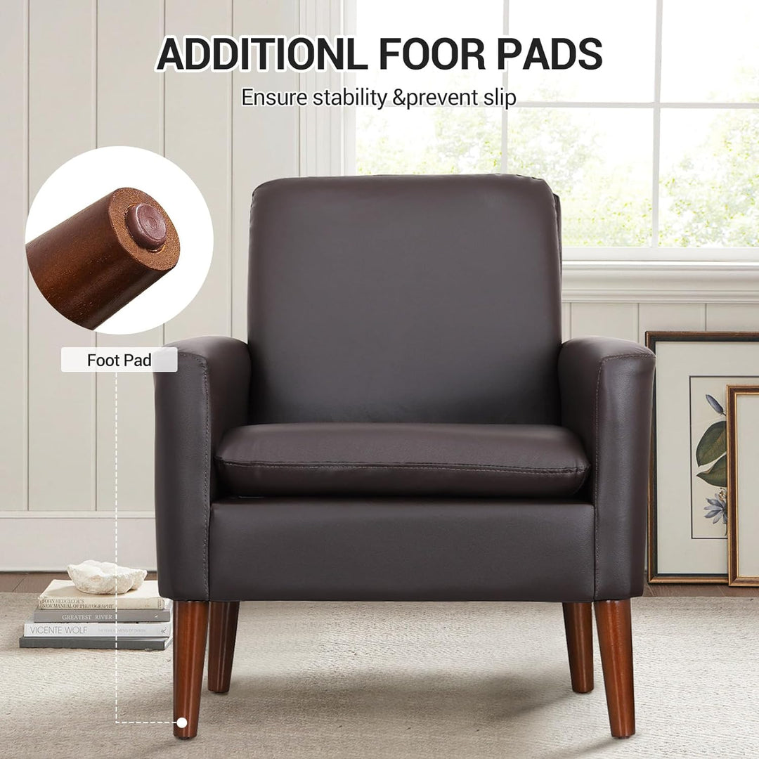 Faux Leather Accent Chair Upholstered Living Room