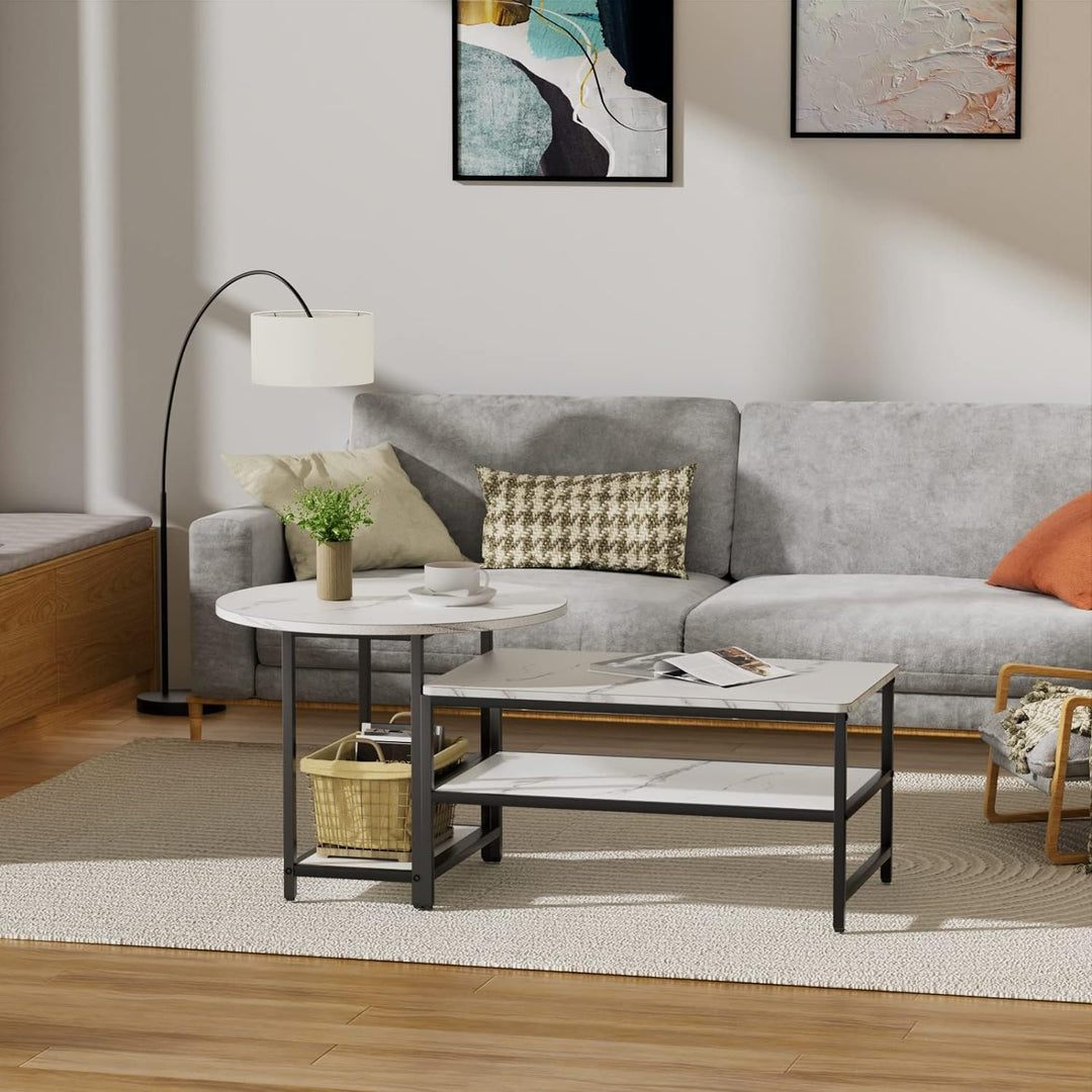 Minimalist White Coffee Table Set for Living Room