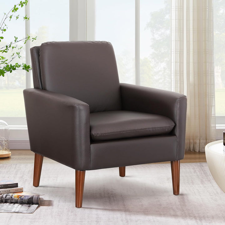 Faux Leather Accent Chair Upholstered Living Room