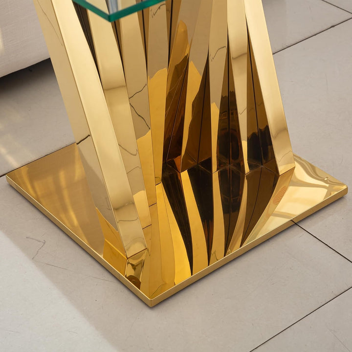 Modern Glass and Gold End Table for Living Room, Gold20