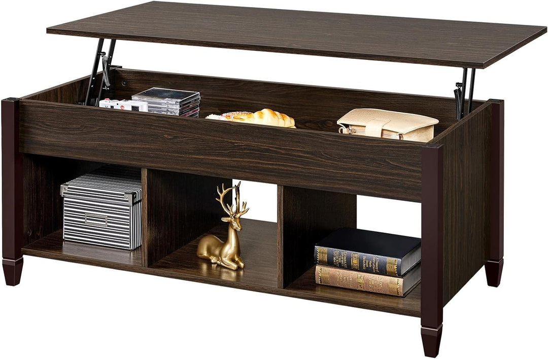 Lift-Top Coffee Table with Hidden Storage, Espresso