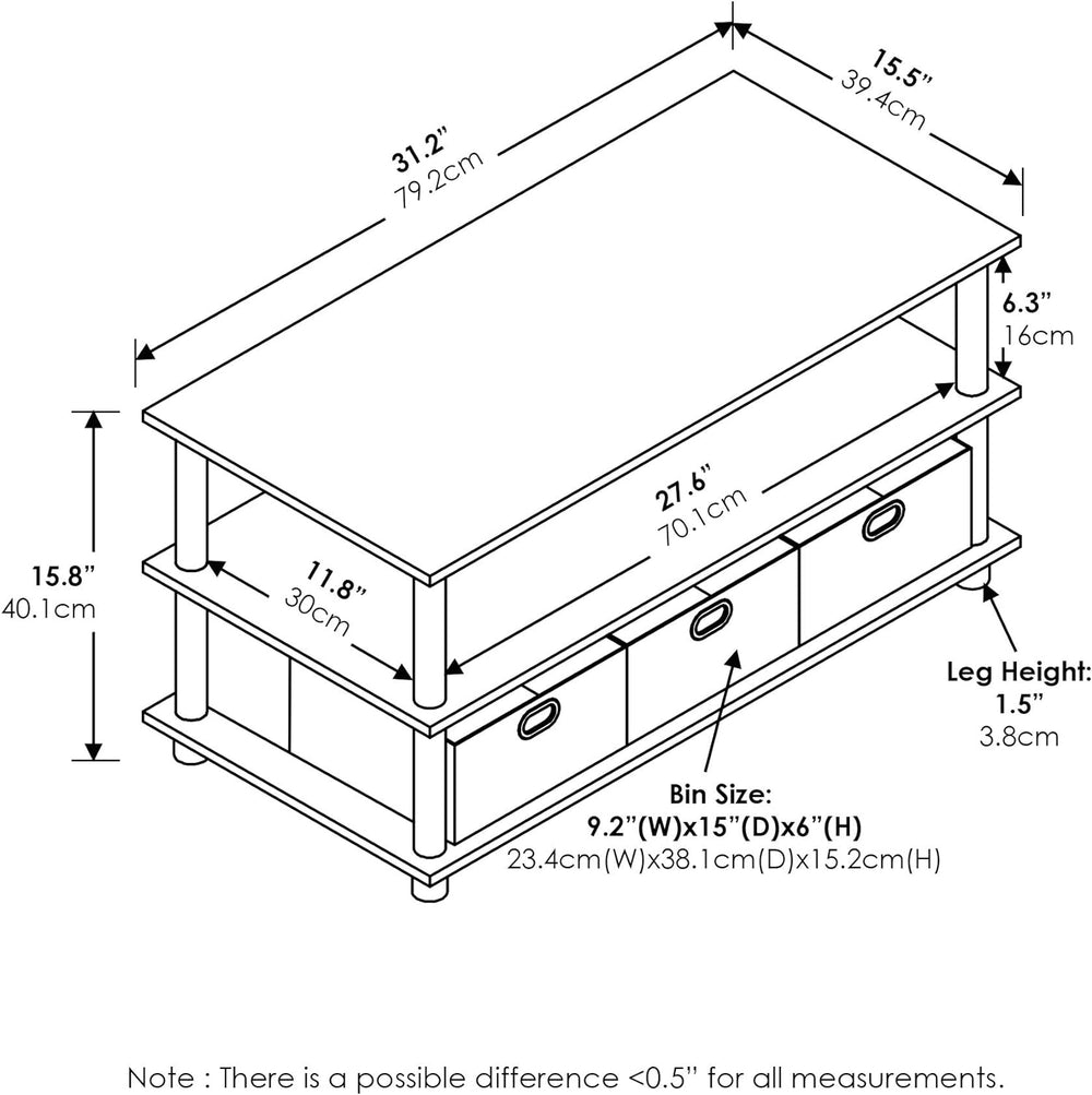 Versatile Coffee Table with Sleek Design, Black Oak/Black/Brown