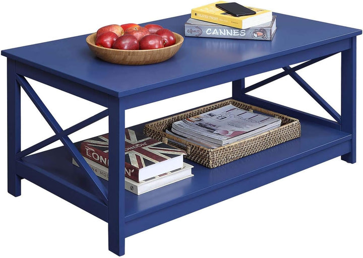 Convenience Concepts Oxford Coffee Table with Shelf, Cobalt Blue