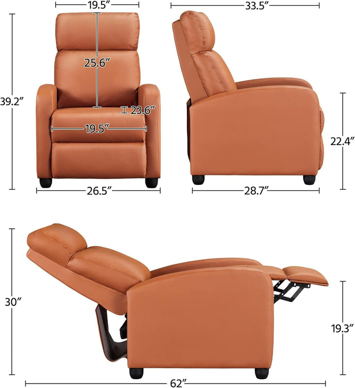 PU Leather Recliner Sofa Home Theater Seating Tan