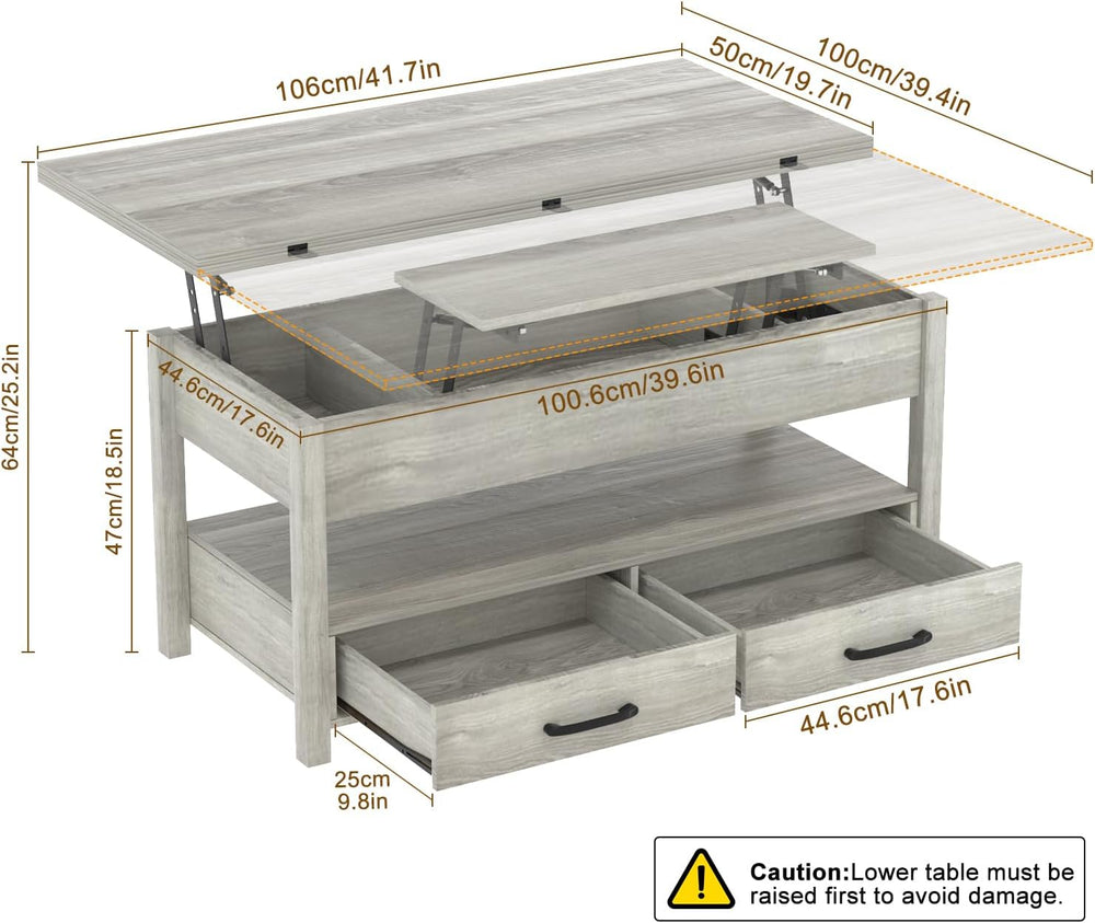 Versatile 3-in-1 Coffee Table with Storage, Grey