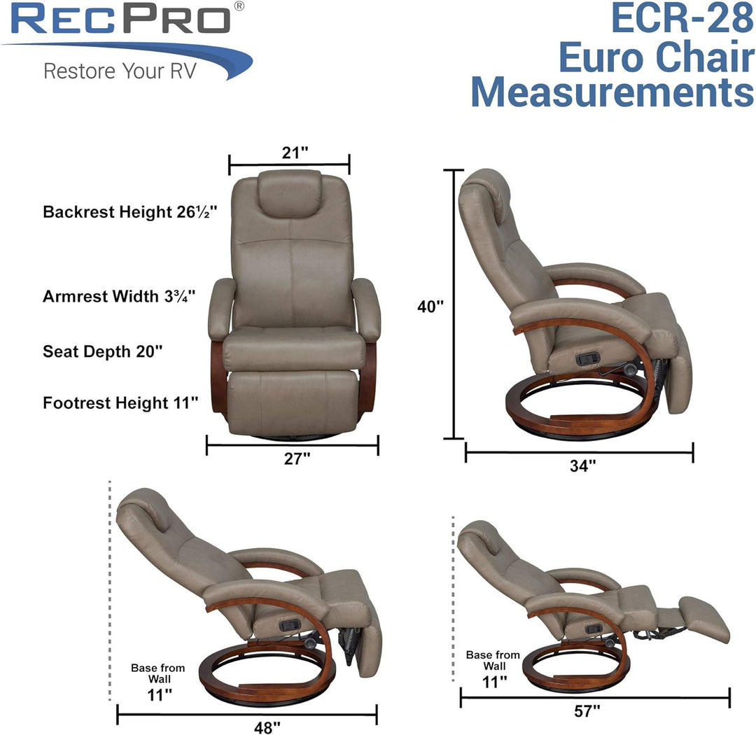 Charles 28" RV Euro Chair Recliner Mahogany