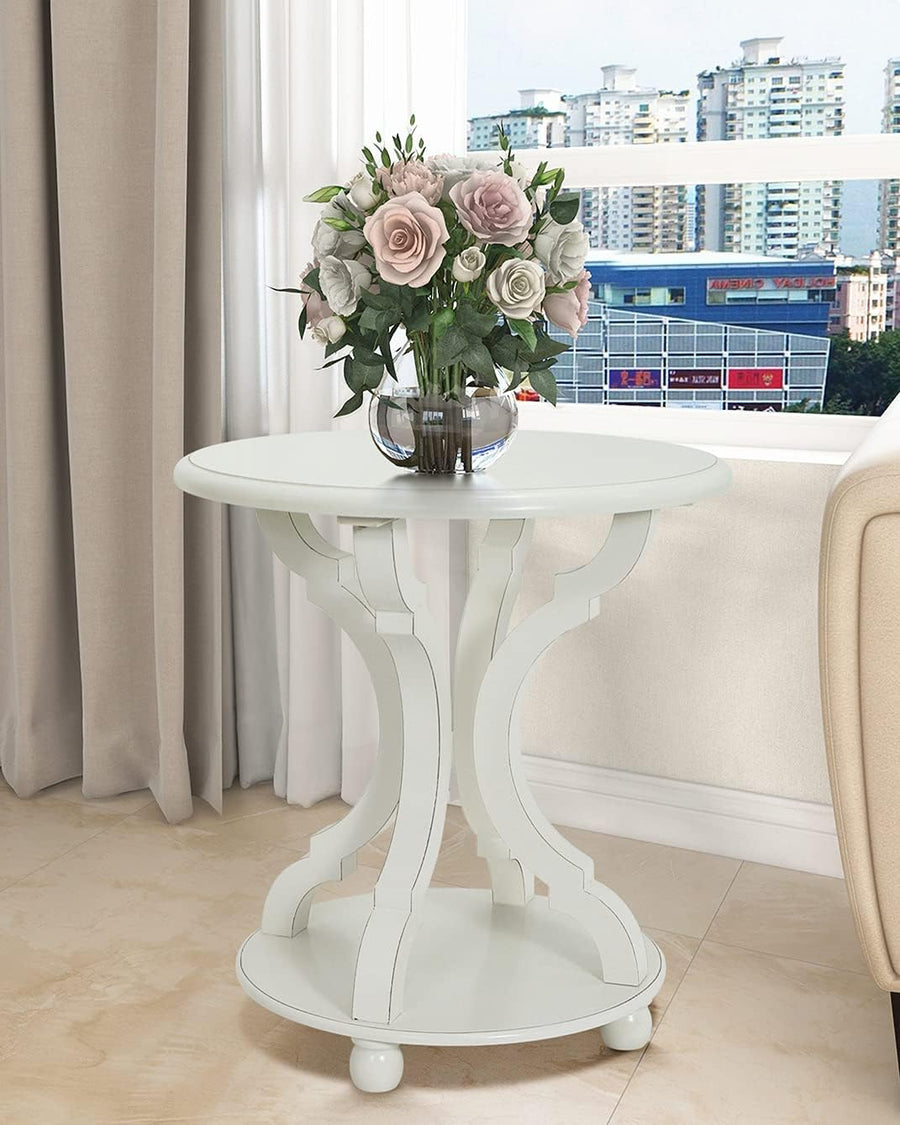 Small Round Table, 22x24 '' Accent Tables Cream