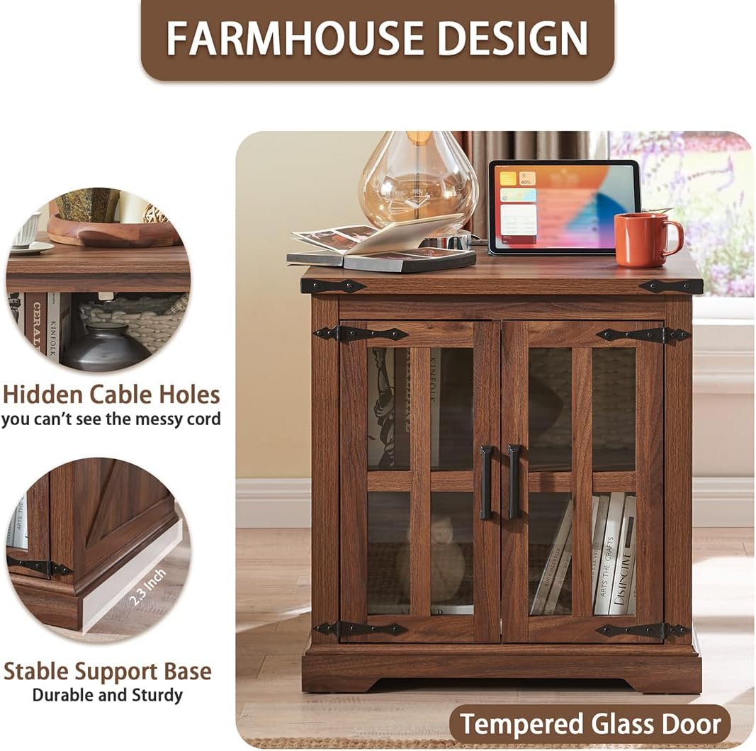 Farmhouse End Table w/ Charging Station, 24