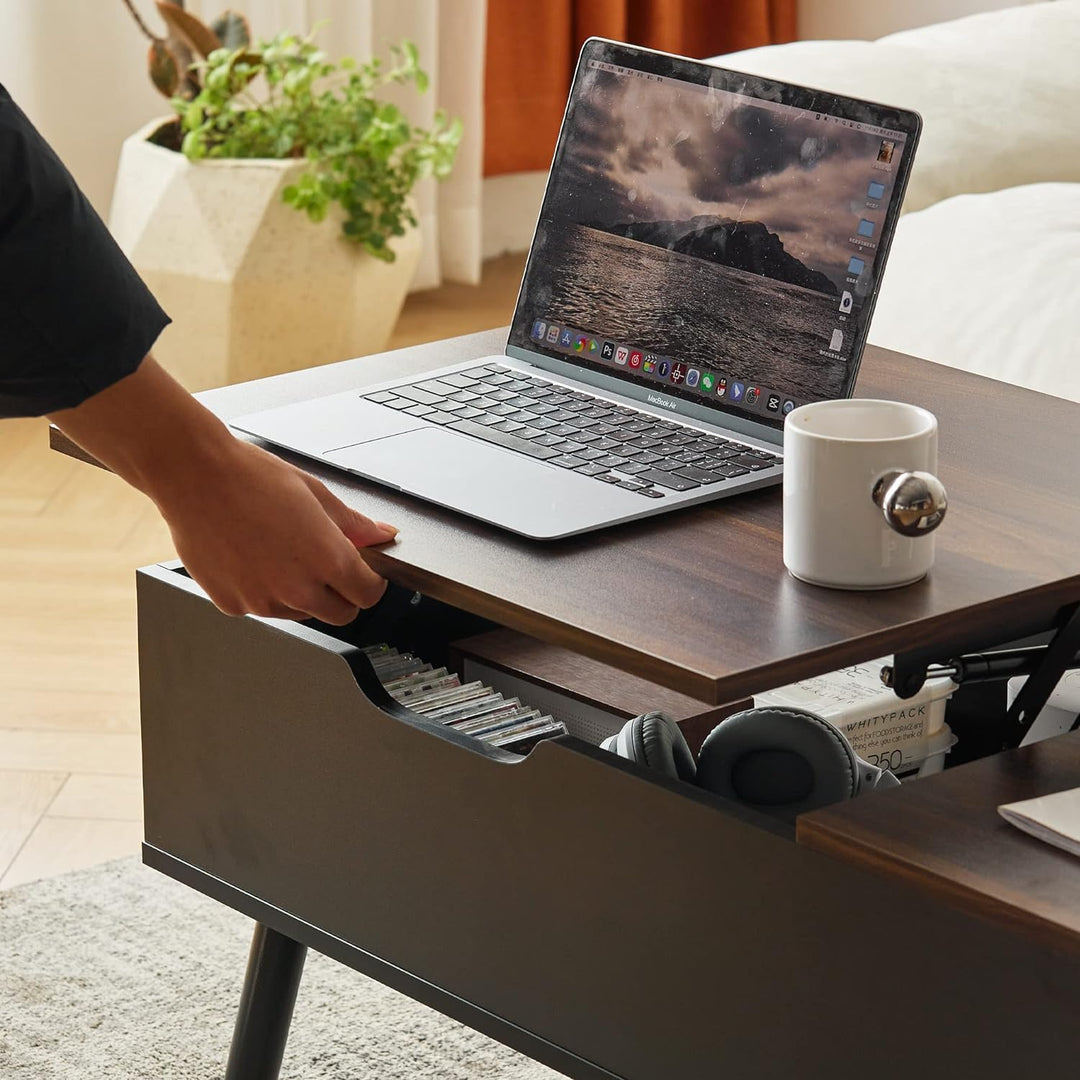 Stylish Coffee Table with Hidden Storage, Walnut