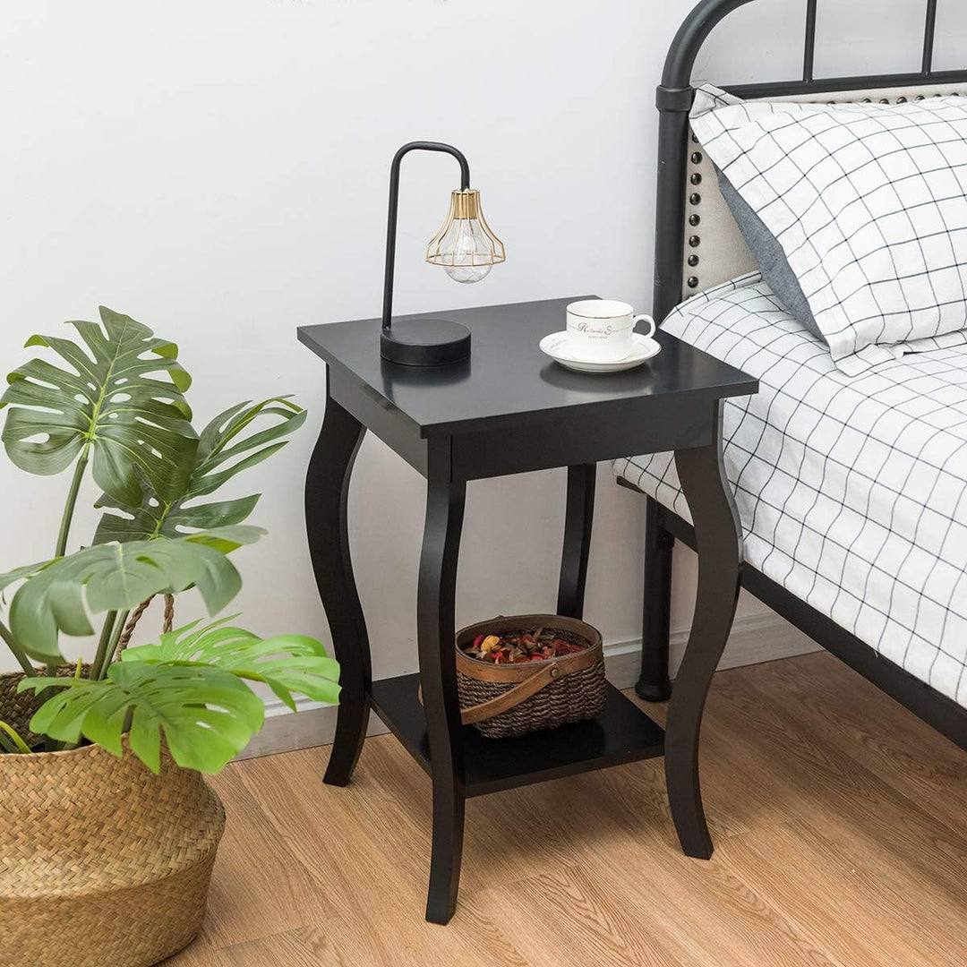 End Table 16" W/Storage & Shelf Curved Legs