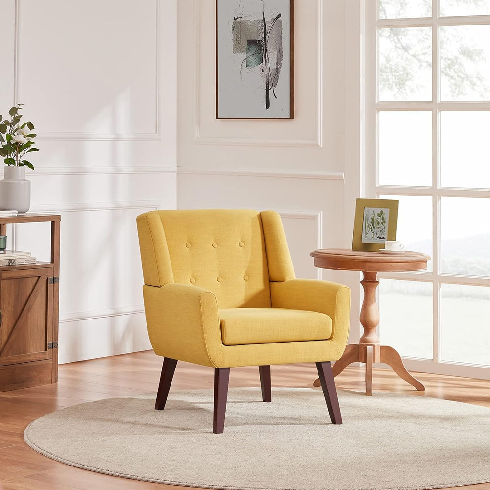 Accent Chair, Button Tufted Upholstered Sofa (Yellow)