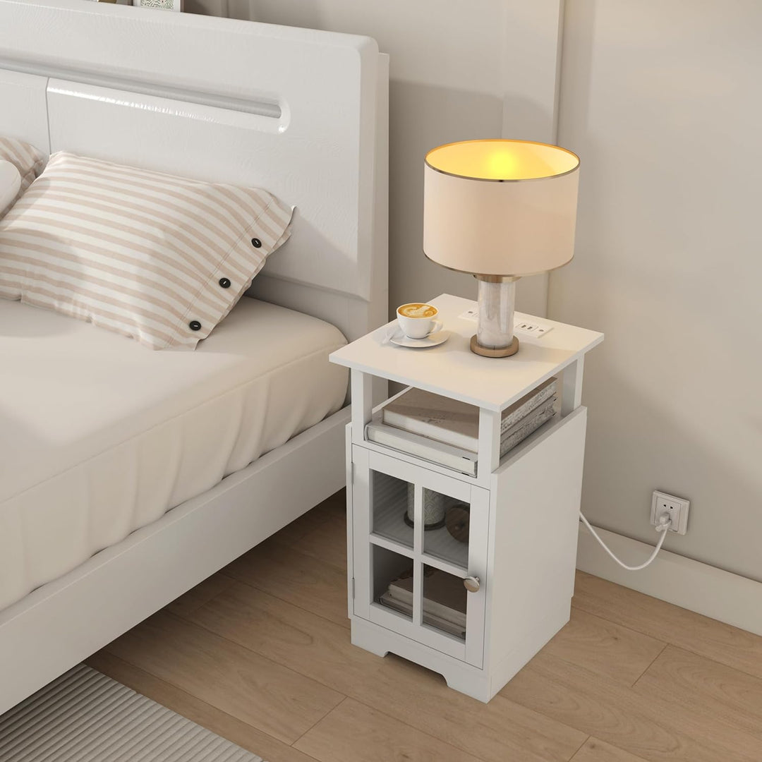 End Table Nightstand Charging Station USB Ports