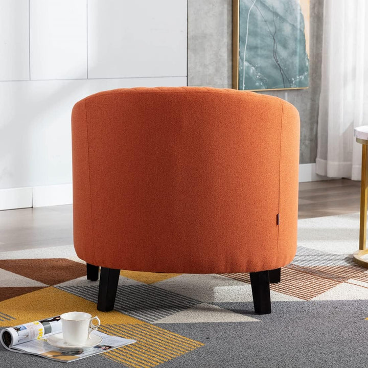 Modern Upholstered Accent Armchair Orange Linen