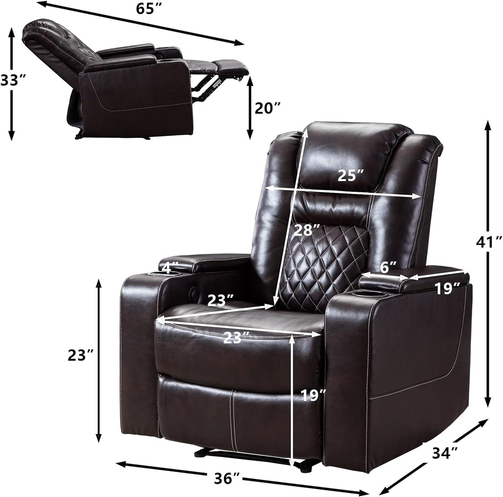 Electric Power Recliner Chair, Breathable Leather