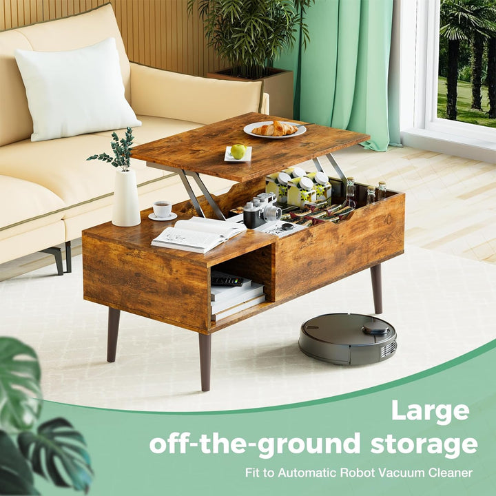 Lift Top Coffee Tables with Hidden Storage, Rustic Brown