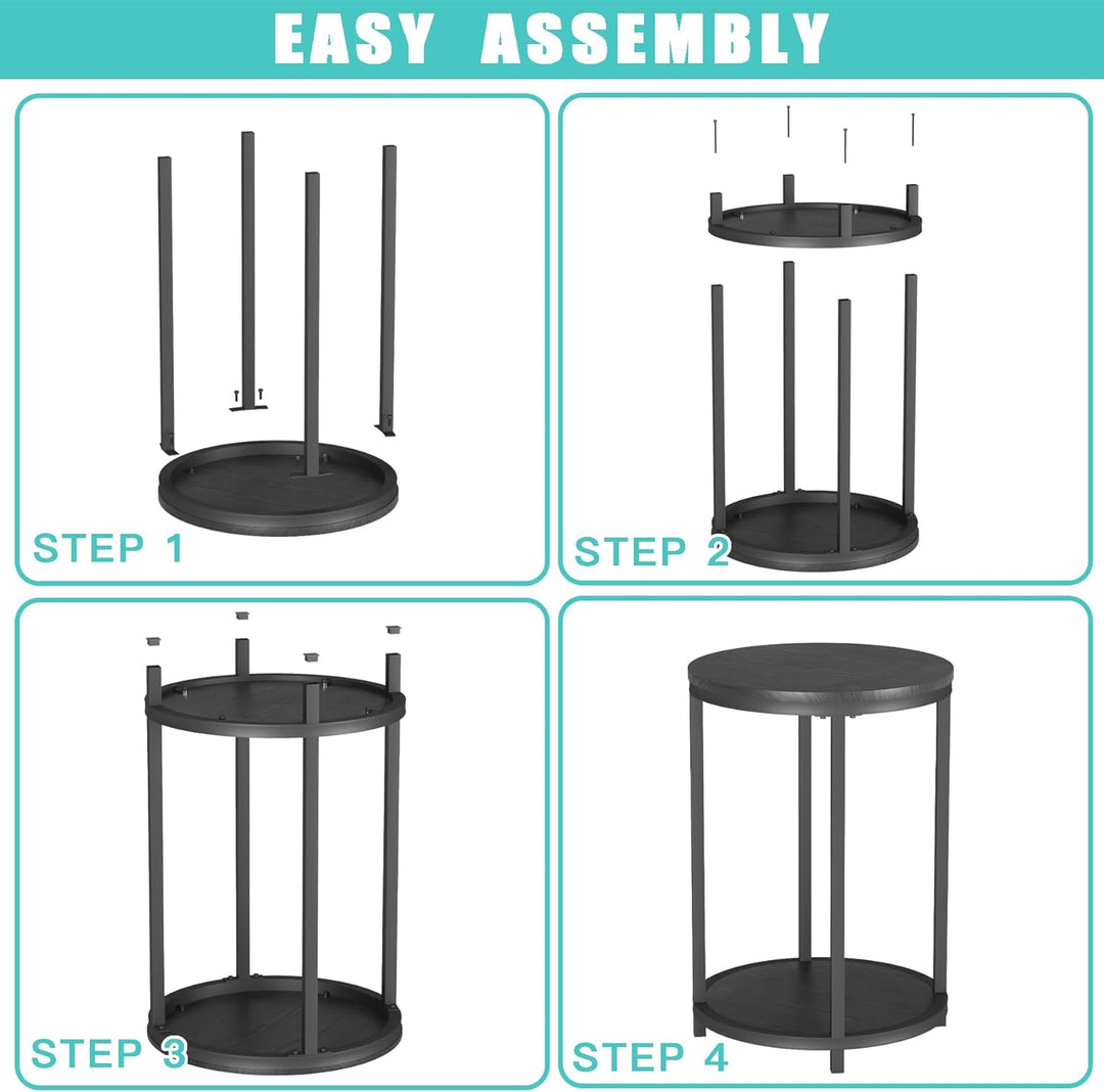 16in Rustic Wooden End Table w/ Metal Legs