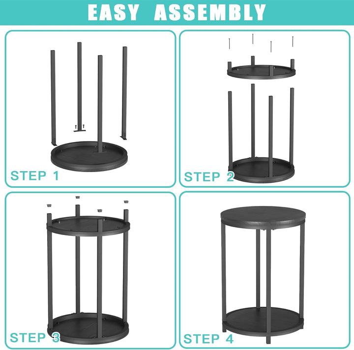 16in Rustic Wooden End Table w/ Metal Legs