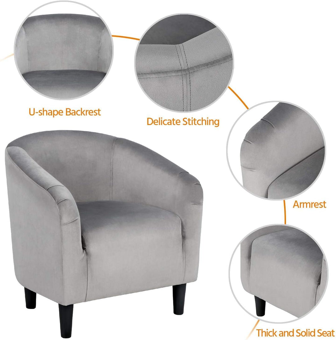 Velvet Accent Chair, Modern Club Chair Grey