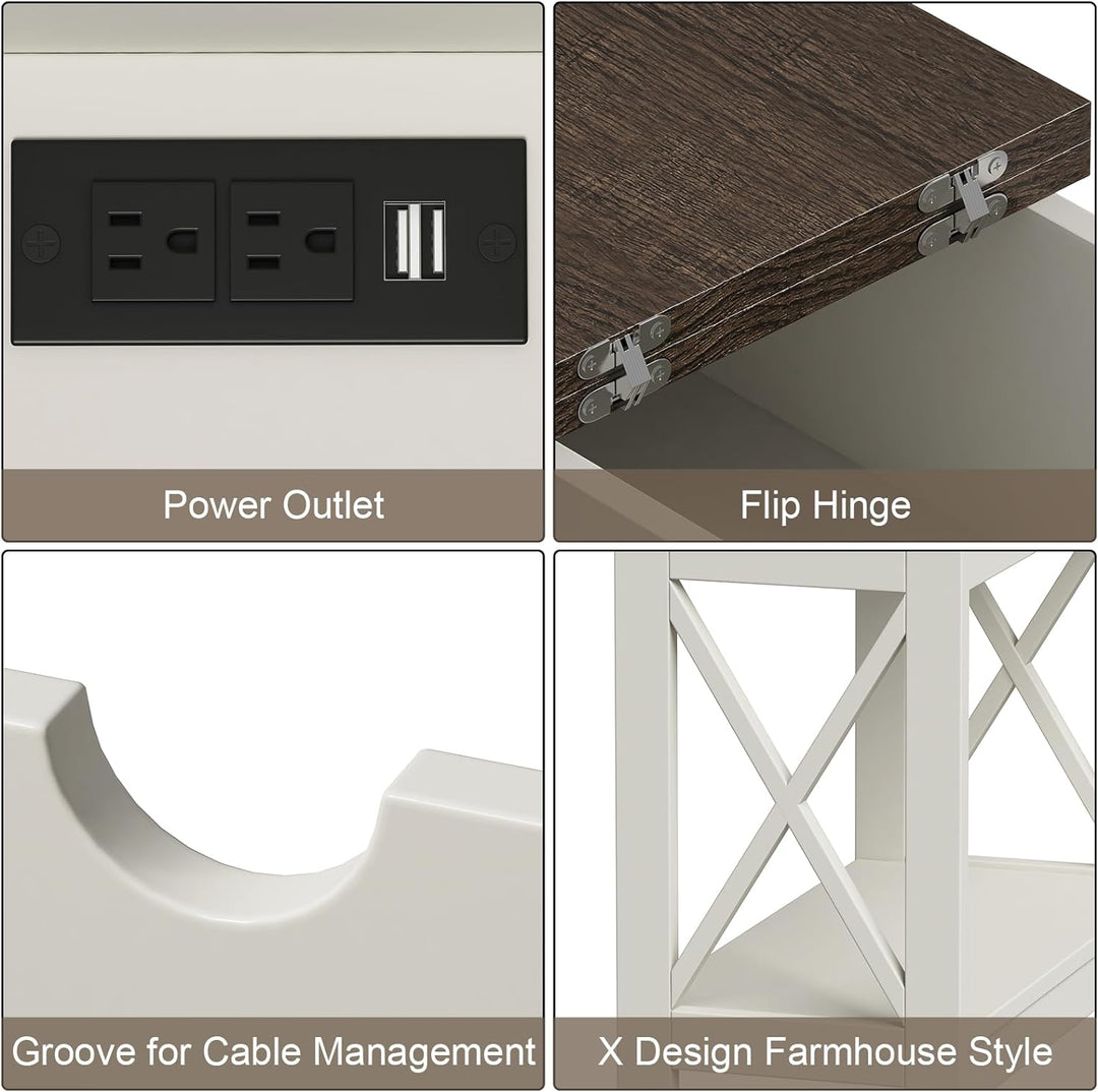 Farmhouse End Table with Charging Station