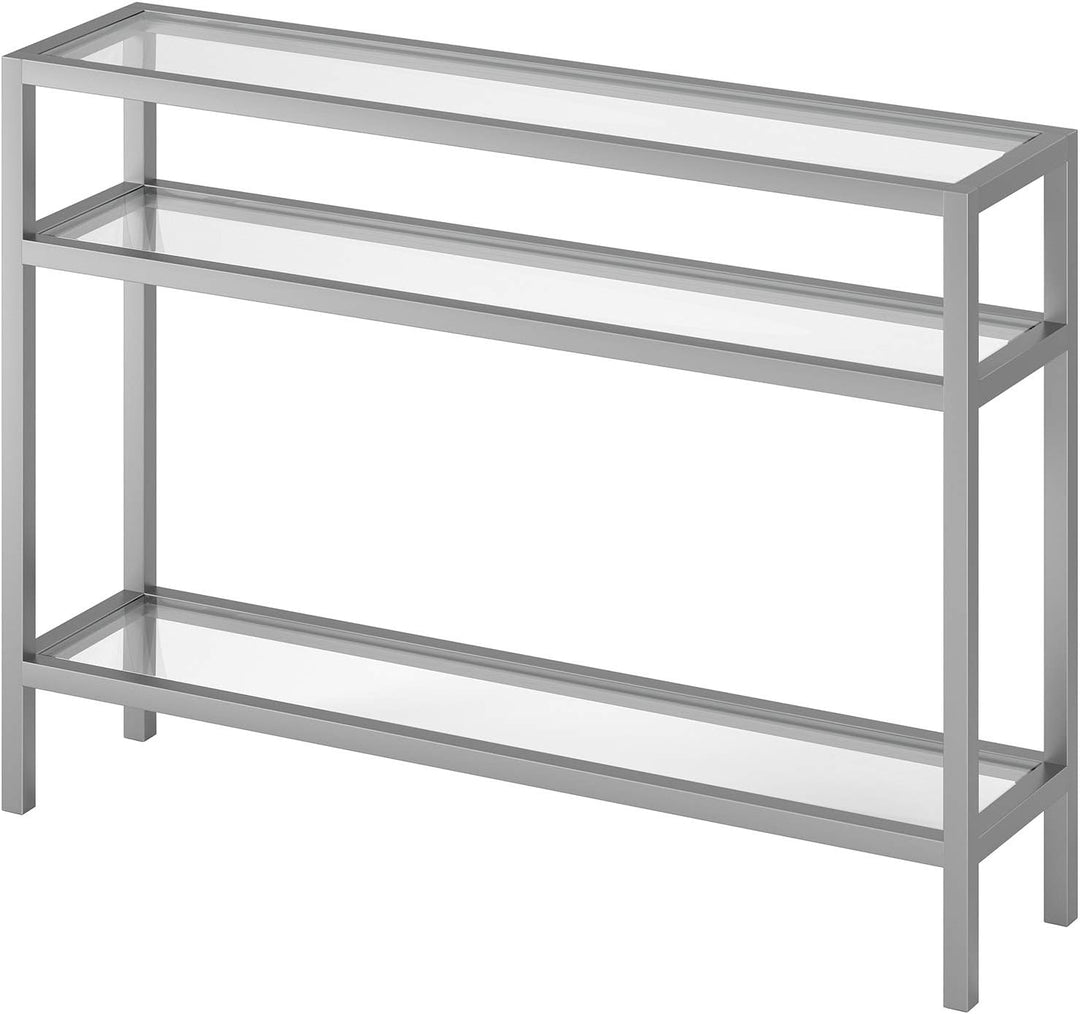 Rectangular Console Table, Entryway Accent Furniture, Satin Nickel