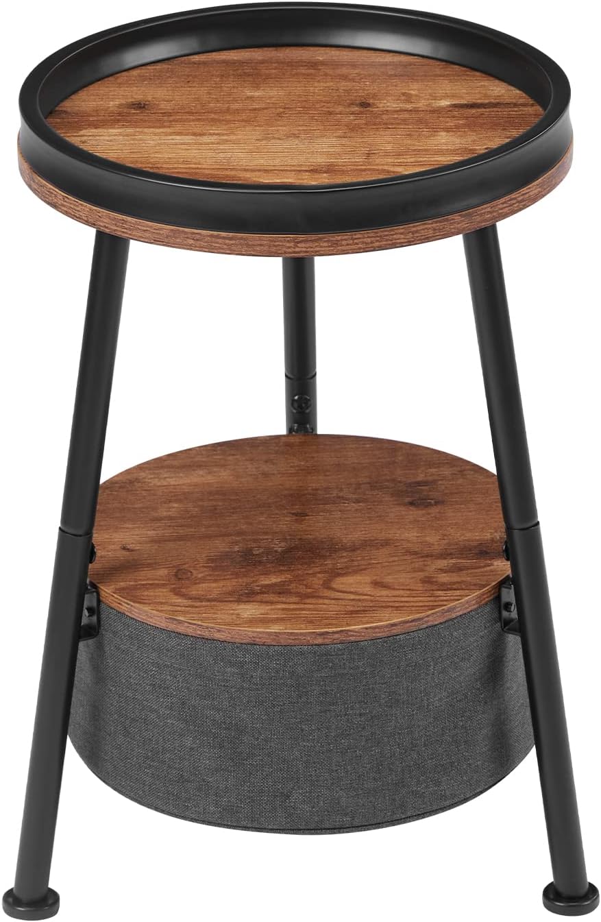 Small Round End Table, 2 Tier Side Table