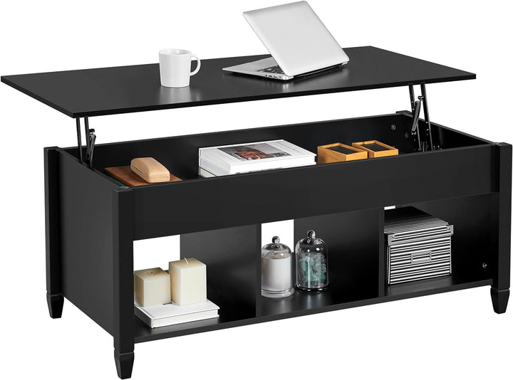 Lift Top Coffee Table with Hidden Compartment, 47.5 Inches, Black