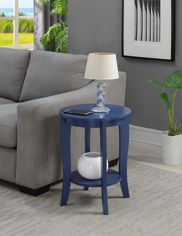 American Heritage Round End Table, Cobalt Blue