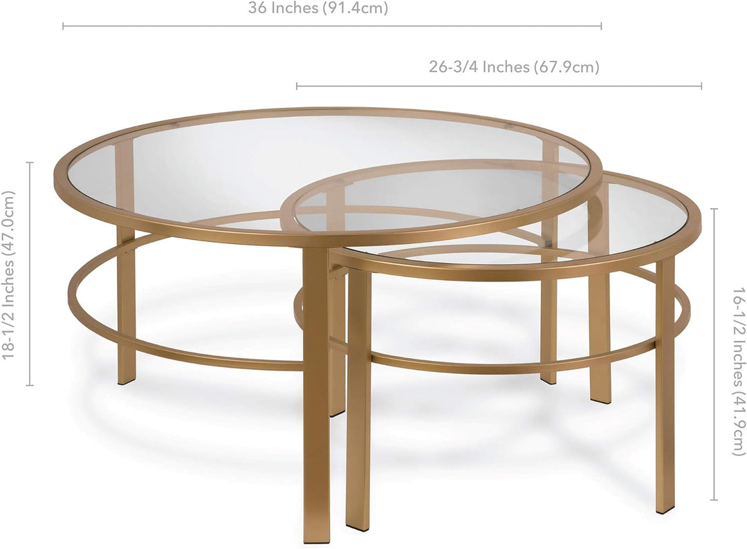 Henn&Hart Round Nested Coffee Table, Brass