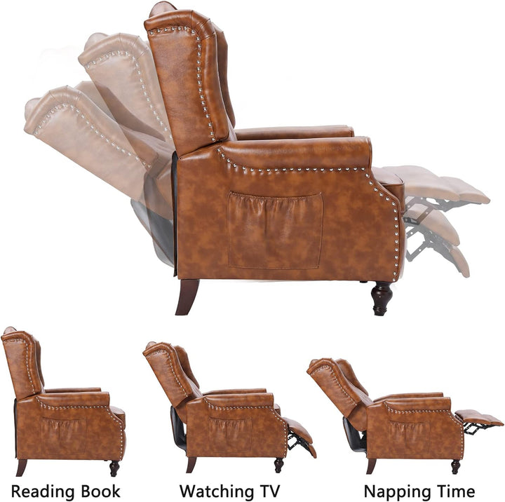 Wingback Recliner Chair, Heat Massage PU Leather Sofa