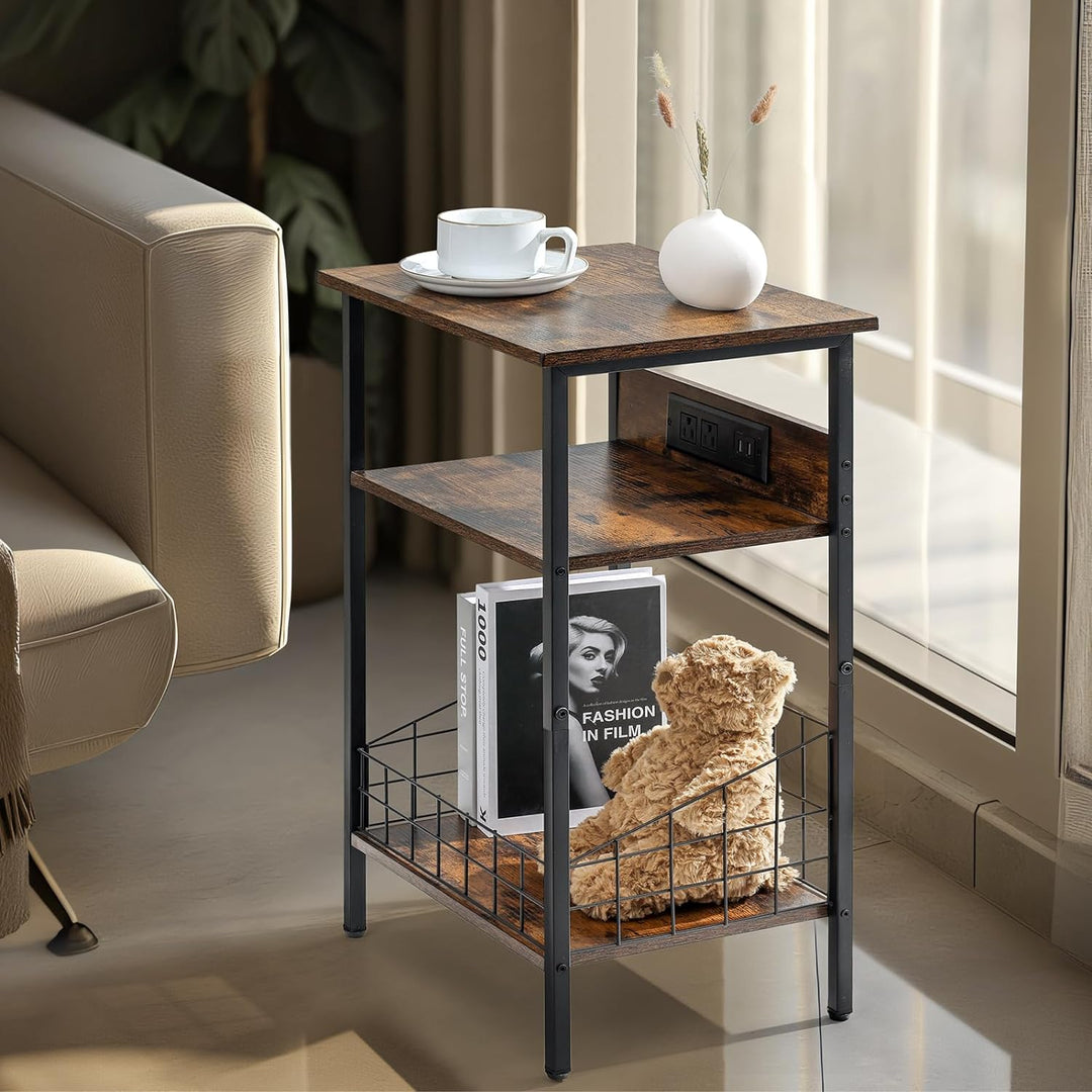 End Tables Living Room - Nightstand with Charging