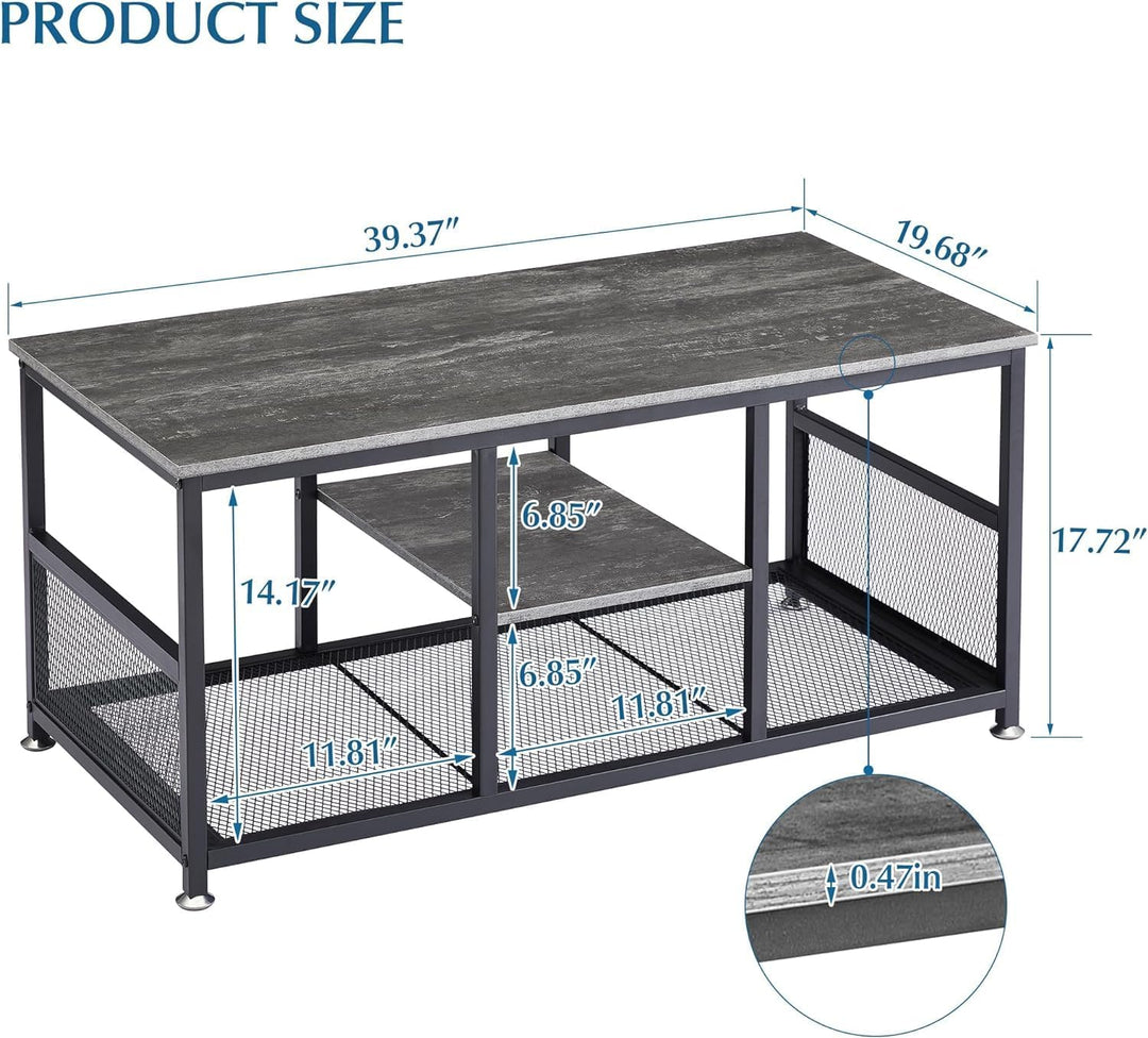 Versatile Coffee Table with Storage, Modern Industrial, Charcoal Grey