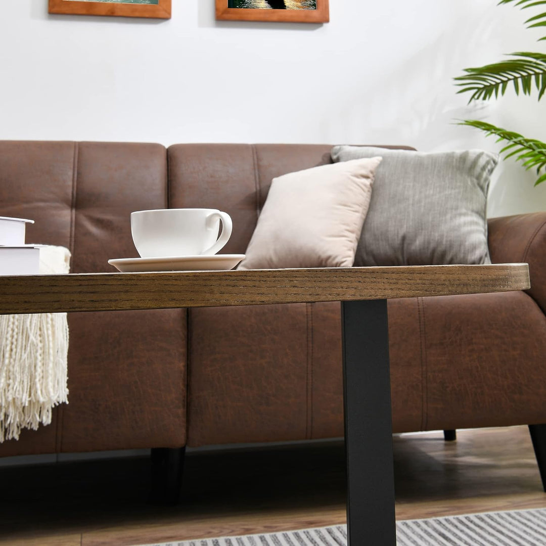 Solid Wood Coffee Table, Mid-Century Modern Design, Brown Tea