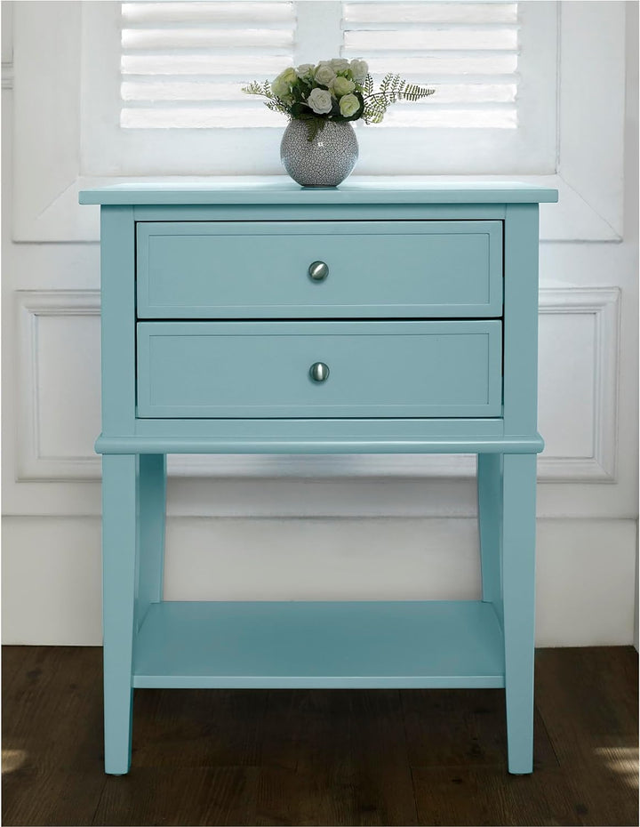 Franklin Accent Table 2 Drawers Blue