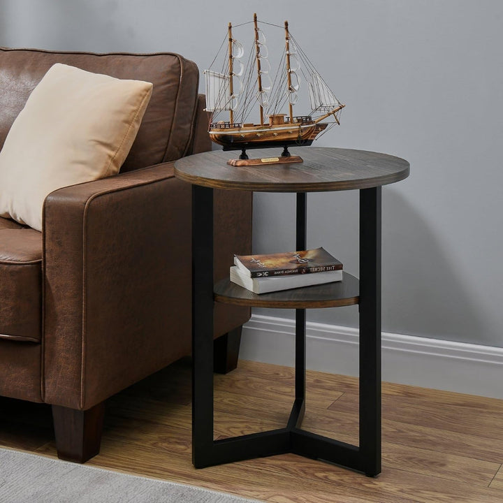 Round 19" Retro Rustic End Table